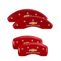 Thumbnail for MGP 4 Caliper Covers Engraved Front & Rear Gen 5/Camaro Red finish silver ch