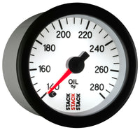 Thumbnail for Autometer Stack 52mm 140-280 Deg F 1/8in NPTF Male Pro Stepper Motor Oil Temp Gauge - White