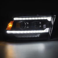 Thumbnail for AlphaRex 09-18 Ram 1500/2500 PRO-Series Proj Headlights Black w/Sequential Signal and Top/Middle DRL