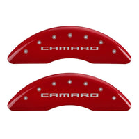 Thumbnail for MGP 4 Caliper Covers Engraved Front & Rear Gen 5/Camaro Red finish silver ch