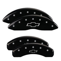 Thumbnail for MGP 4 Caliper Covers Engraved Front & Rear Bowtie Black finish silver ch