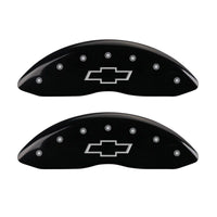 Thumbnail for MGP 4 Caliper Covers Engraved Front & Rear Bowtie Black finish silver ch