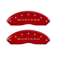 Thumbnail for MGP 4 Caliper Covers Engraved Front Mustang Engraved Rear Bar & Pony Red finish silver ch