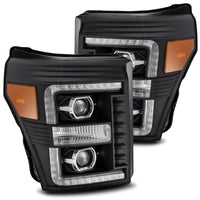 Thumbnail for AlphaRex 11-16 Ford F-250 SD PRO-Series Projector Headlights Plank Style Design Black w/Seq Signal