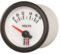 Thumbnail for Autometer Stack 52mm 8-18V Electric Battery Voltage Gauge - White