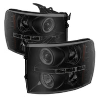 Thumbnail for Spyder Chevy Silverado 1500/2500 07-13 Projector Headlights LED Halo LED Blk Smke PRO-YD-CS07-HL-BSM
