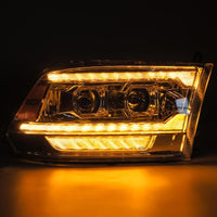 Thumbnail for AlphaRex 09-18 Ram 1500 PRO-Series Proj Headlights Chrome w/ Sequential Signal and Top/Middle DRL