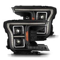 Thumbnail for AlphaRex 18-20 Ford F-150 (Req. Conv F150 w/Stock LED) LUXX LED Proj HL Blk Actv Lgt Seq Sig SB DRL