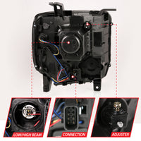 Thumbnail for ANZO 2014-2015 Gmc Sierra 1500HD Projector Plank Style Headlight Black W/ Drl