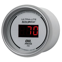 Thumbnail for Autometer Ultra-Lite 2-1/16in 100PSI Silver Dial Digital Oil Pressure Gauge w/ Red LED