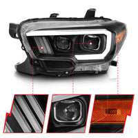 Thumbnail for ANZO 2016-2017 Toyota Tacoma Projector Headlights w/ Plank Style Switchback Black w/ Amber