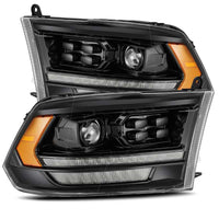 Thumbnail for AlphaRex 09-18 Dodge Ram 1500HD PRO-Series Proj Headlights Plank Style Alpha Black w/Seq Signal/DRL