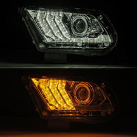 Thumbnail for AlphaRex 10-12 Ford Mustang PRO-Series Projector Headlights Plank Style Chrome w/Top/Bottom DRL