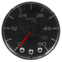 Thumbnail for Autometer Spek-Pro Gauge Boost 2 1/16in 60psi Stepper Motor W/Peak & Warn Blk/Chrm