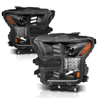 Thumbnail for ANZO 15-17 Ford F-150 Project Headlights w/ Plank Style Design Black w/ Amber Sequential Turn Signal
