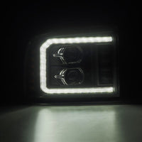 Thumbnail for AlphaRex 05-07 Ford F250/350/450/550 Super Duty LUXX LED Proj HL Blk w/Actv Light & Seq Sig + SB DRL