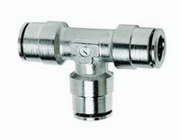 Thumbnail for Firestone Union Tee 1/4in. Nickel Push-Lock Air Fitting - 25 Pack (WR17603025)