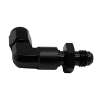 Thumbnail for DeatschWerks 6AN Female Flare Swivel to 6AN Male Flare 90-Degree Bulkhead - Anodized Matte Black