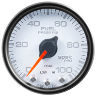 Thumbnail for Autometer Spek-Pro Gauge Fuel Press 2 1/16in 100psi Stepper Motor W/Peak & Warn Wht/Blk