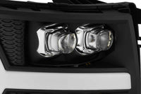 Thumbnail for AlphaRex 07-13 Chevy 1500HD NOVA LED Proj Headlights Plank Style Matte Blk w/Activ Light/Seq Signal