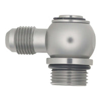 Thumbnail for DeatschWerks 8AN ORB Male to 6AN Male Flare Low Profile 90-Degree Swivel - Anodized DW Titanium