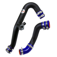 Thumbnail for HPS Black Intercooler Hot Charge Pipe and Cold Side with Blue Hoses 15-20 Ford Mustang Ecoboost 2.3L Turbo