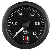 Thumbnail for Autometer Stack 52mm 0-1 Bar M10 Male Pro Stepper Motor Fuel Pressure Gauge - Black