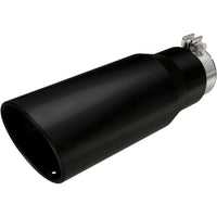 Thumbnail for MagnaFlow Tip Stainless Black Coated Single Wall Round Single Outlet 5in Dia 3.5in Inlet 14.5in L