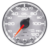 Thumbnail for Autometer Spek-Pro Gauge Oil Press 2 1/16in 120psi Stepper Motor W/Peak & Warn Slvr/Chrm