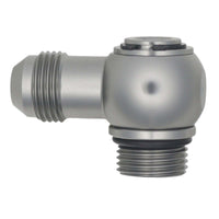 Thumbnail for DeatschWerks 8AN ORB Male to 8AN Male Flare Low Profile 90-Degree Swivel - Anodized DW Titanium