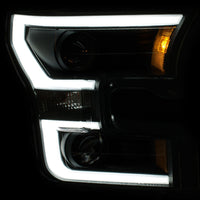 Thumbnail for ANZO 2015-2017 Ford F-150 Projector Headlights w/ Plank Style Switchback Black w/ Amber