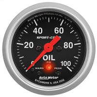 Thumbnail for Autometer 2-1/16in Oil Pressure w/Peak & Warn 0-100 PSI Stepper Motor Sport-Comp
