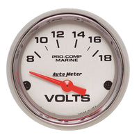 Thumbnail for Autometer Marine Chrome Ultra-Lite 2-1/16in 18V Electric Voltmeter Gauge