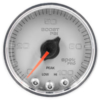 Thumbnail for Autometer Spek-Pro Gauge Boost 2 1/16in 100psi Stepper Motor W/Peak & Warn Slvr/Chrm