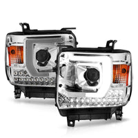 Thumbnail for ANZO 14-15 GMC Sierra 1500/2500HD/3500HD Plank Style Projector Headlight - Chrome Housing