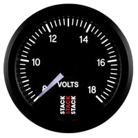 Thumbnail for Autometer Stack 52mm 8-18V Pro Stepper Motor Battery Voltage Gauge - Black