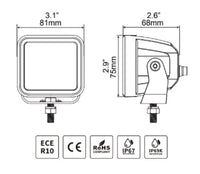 Thumbnail for Go Rhino Xplor Blackout Series Cube LED Flood Light Kit (Surface/Threaded Stud Mnt) 3x3 - Blk (Pair)