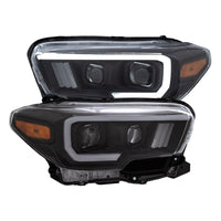 Thumbnail for ANZO 2016-2017 Toyota Tacoma Projector Headlights w/ Plank Style Switchback Black w/ Amber w/ DRL