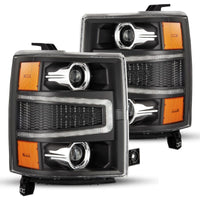 Thumbnail for AlphaRex 14-15 Chevy 1500 PRO-Series Projector Headlights Black w/ Sequential Signal &  DRL