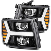 Thumbnail for AlphaRex 07-13 Chevy 1500HD PRO-Series Proj Headlight Plank Style Gloss Blk w/Activ Light/Seq Signal
