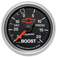 Thumbnail for Autometer GM Bowtie Black 2-1/16in Boost/Vacuum 30in HG - 20 PSI Mechanical