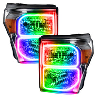 Thumbnail for Oracle Ford F250/350 11-16 Dynamic Halo Kit - Square Ring Design - ColorSHIFT - Dynamic SEE WARRANTY