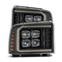 Thumbnail for AlphaRex 05-07 Ford F250/350/450/550 Super Duty NOVA LED Proj HL Blk w/Actv Light & Seq Sig + SB DRL
