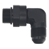 Thumbnail for DeatschWerks 8AN ORB Male Swivel to 8AN Male Flare 90-Degree Fitting - Anodized Matte Black