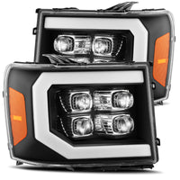 Thumbnail for AlphaRex 07-13 GMC 1500HD NOVA LED Proj Headlights Plank - Jet Black w/Activ Light/Seq Signal/DRL