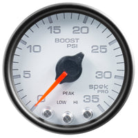 Thumbnail for Autometer Spek-Pro Gauge Boost 2 1/16in 35psi Stepper Motor W/Peak & Warn White/Black