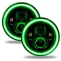 Thumbnail for Oracle 7in High Powered LED Headlights - Black Bezel - Green