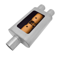 Thumbnail for Gibson MWA Superflow Center/Dual Oval Muffler - 4x9x14in/3in Inlet/2.5in Outlet - Stainless