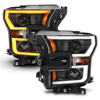 Thumbnail for ANZO 2015-2017 Ford F-150 Projector Headlights w/ Plank Style Switchback Black w/ Amber