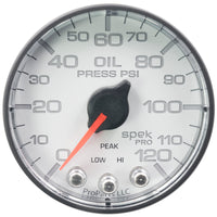 Thumbnail for Autometer Spek-Pro Gauge Oil Press 2 1/16in 120psi Stepper Motor W/Peak & Warn Wht/Blk